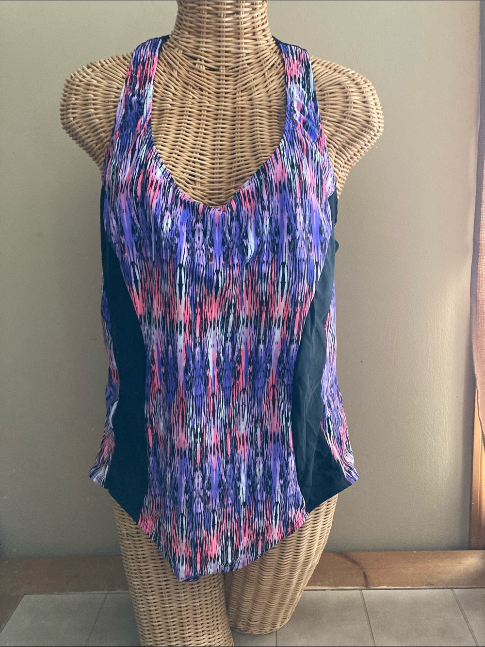Catalina Women's Purple Multi-Print Swimsuit 2X
